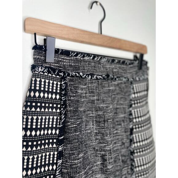 French Connection Tweed Pencil Skirt Size 2 Fringe Pixel Mix Business Casual - Picture 4 of 10